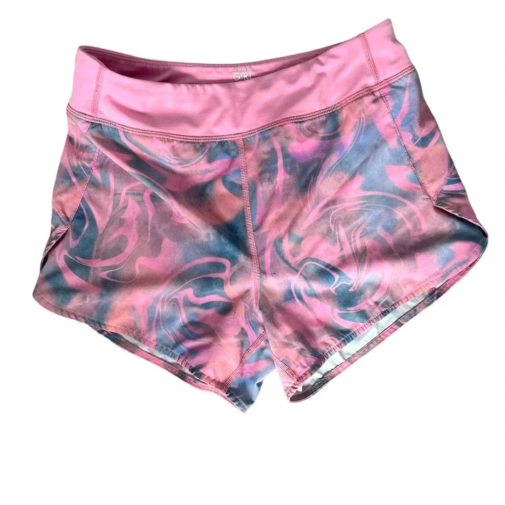 Athleta Girl Run the World 3” Pink/Gray Print, Size 12